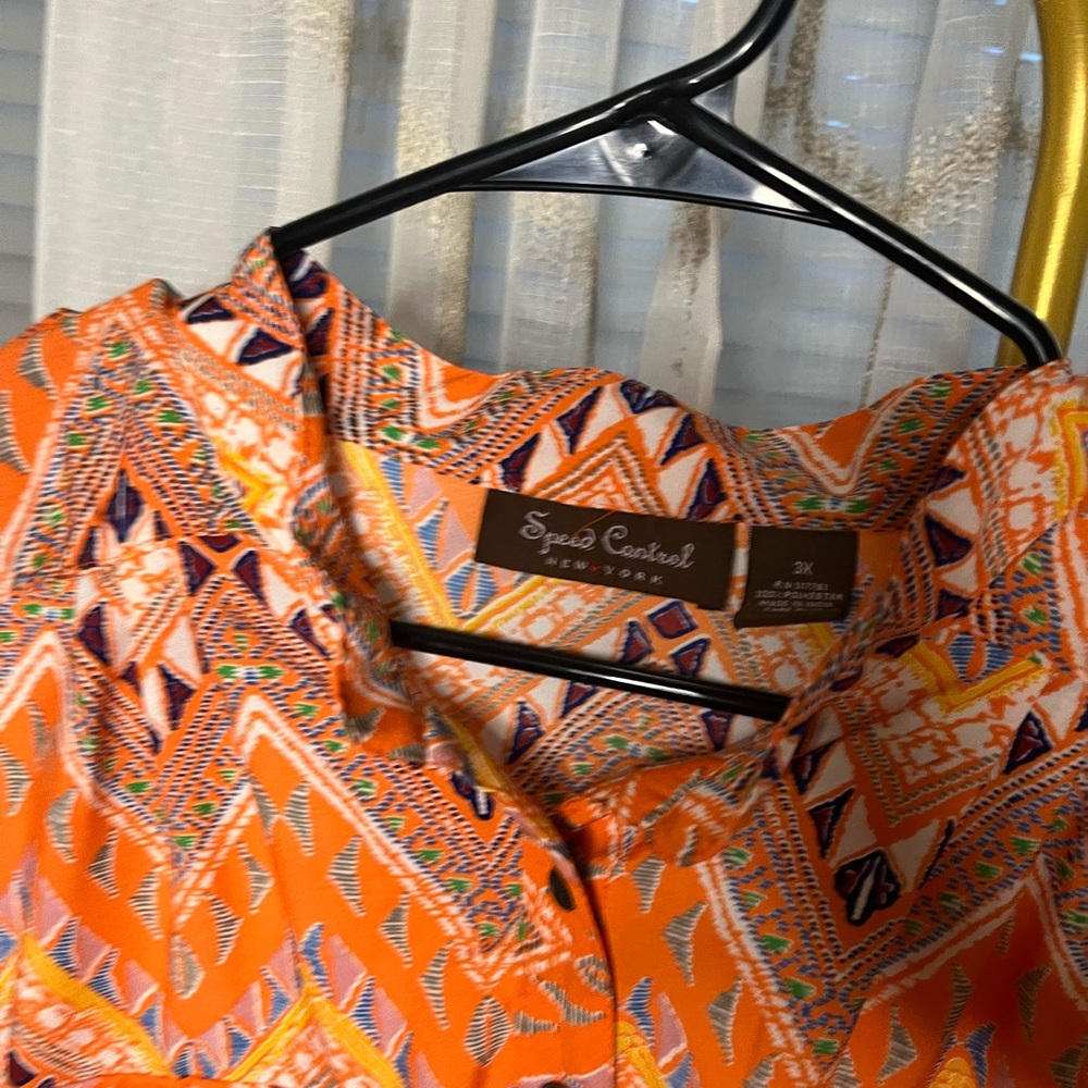 Speed Control Orange Patterned Blouse - Picture 4 of 5